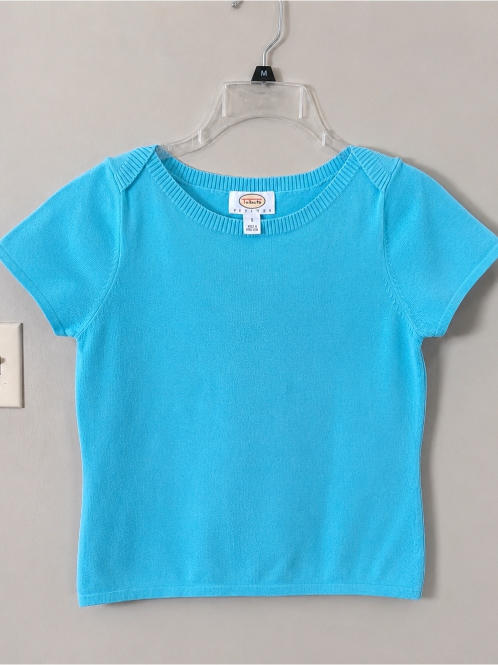 Talbots Petites Short-Sleeve Knit Top - Bright Turquoise Size Small (EUC)